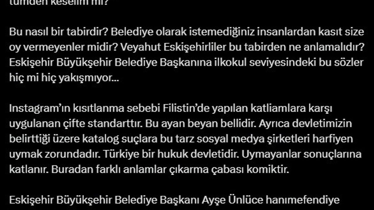 Belediye başkanının yaptığı paylaşımına tepkiler büyüyor