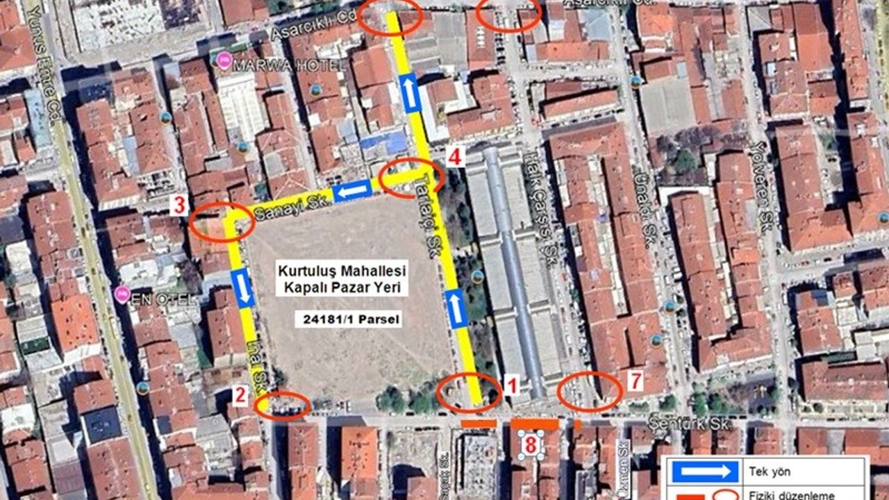 Kurtuluş Kapalı Pazar Yeri inşaatı için trafik düzenlemesi