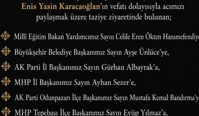 Erzurumlular Derneğinden Taziye ve Teşekkür