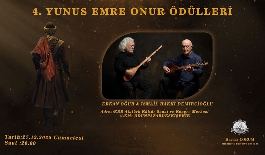 4.Yunus Emre Onur Ödülleri 27 Aralık’ta Eskişehir’de Düzenlenecek