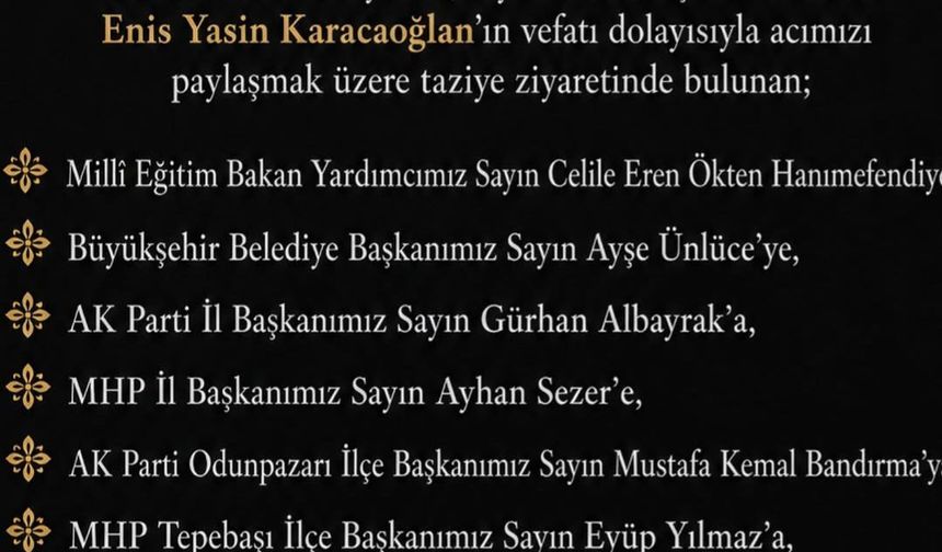Erzurumlular Derneğinden Taziye ve Teşekkür