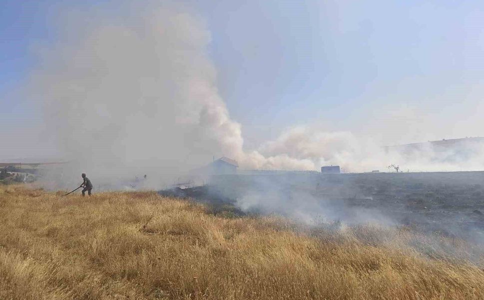 Çıkan arazi yangını büyümeden söndürüldü